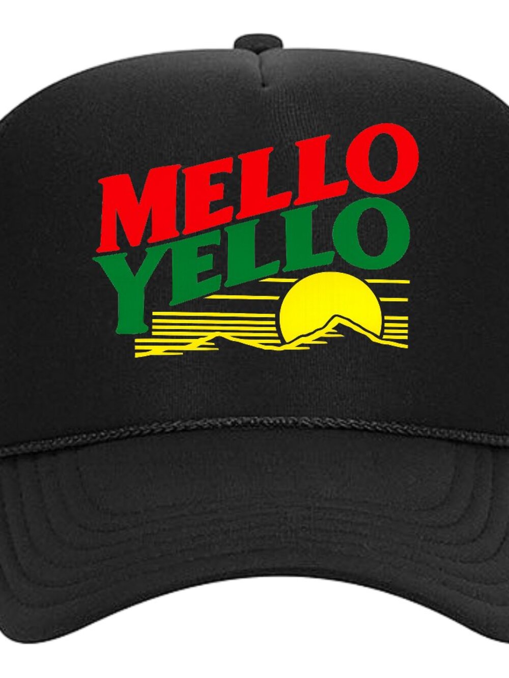 Mellow Yellow Foam Trucker Hat Mesh Snapback Cap Black